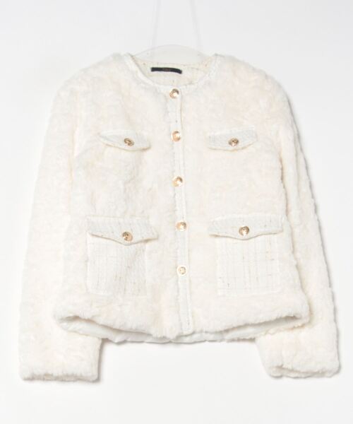 Ritzy(リッツィー)の「もこもこ ノーカラーフェイクファージャケット(ノーカラージャケット・レディース・アイボリー・XL/L/M)」の13枚目の写真