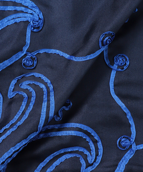 美品アソースメレ　asauce meler テープエンブロイダリーシルクスカーフ セール】A SAUCE MELER（アソースメレ）テープエンブロイダリー