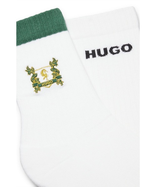 HUGO(ヒューゴ)の「ショートソックス2足セット コットンブレンド エンブロイダリー(ソックス/靴下・メンズ・ホワイト・43-46/39-42)」の2枚目の写真