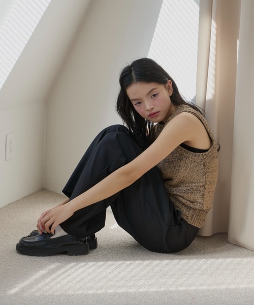 セール】melange american sleeve knit tank top/メランジアメ