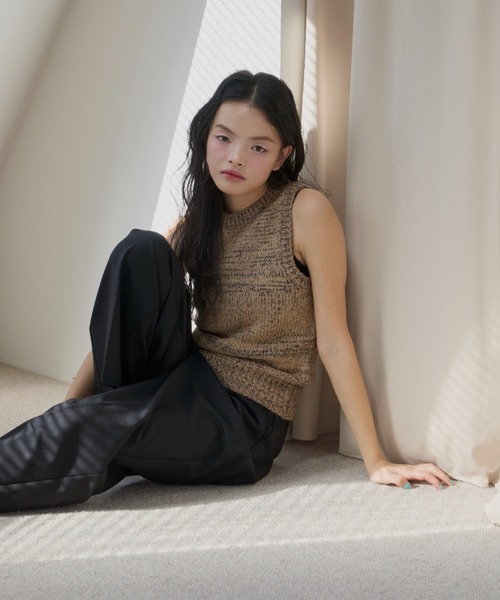 セール】melange american sleeve knit tank top/メランジアメ