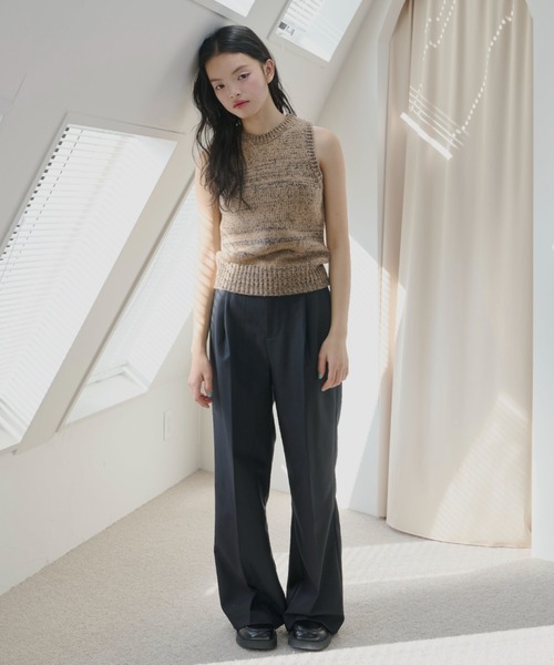 haek(ハク)の「melange american sleeve knit tank top/メランジアメスリニットタンク(タンクトップ・レディース・グレー/ブラウン・FREE)」の3枚目の写真