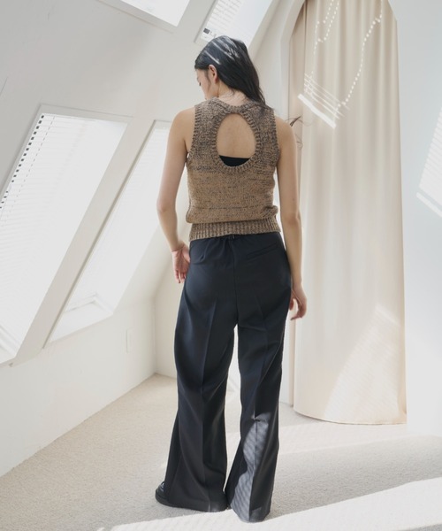 haek(ハク)の「melange american sleeve knit tank top/メランジアメスリニットタンク(タンクトップ・レディース・グレー/ブラウン・FREE)」の6枚目の写真