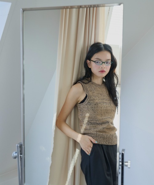 haek(ハク)の「melange american sleeve knit tank top/メランジアメスリニットタンク(タンクトップ・レディース・グレー/ブラウン・FREE)」の7枚目の写真