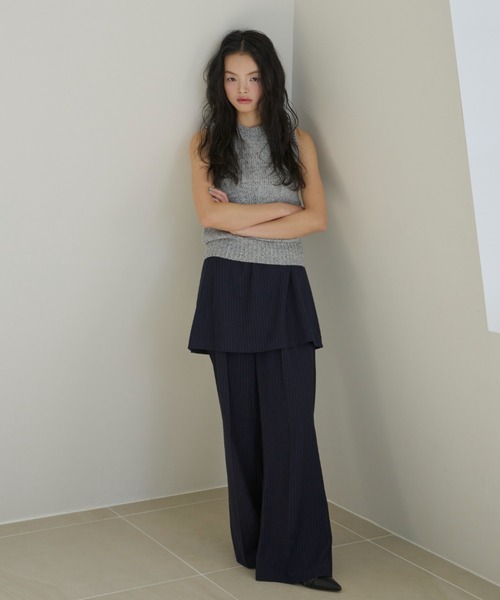 haek(ハク)の「melange american sleeve knit tank top/メランジアメスリニットタンク(タンクトップ・レディース・グレー/ブラウン・FREE)」の9枚目の写真