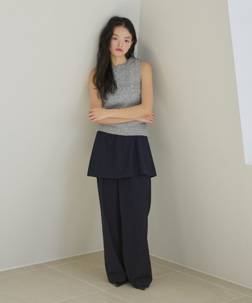 haek(ハク)の「melange american sleeve knit tank top/メランジアメスリニットタンク(タンクトップ・レディース・グレー/ブラウン・FREE)」の11枚目の写真