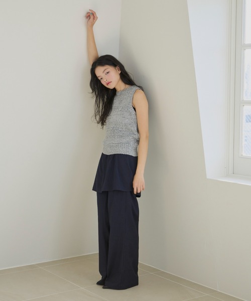 haek（ハク）の「melange american sleeve knit tank top/メランジアメ