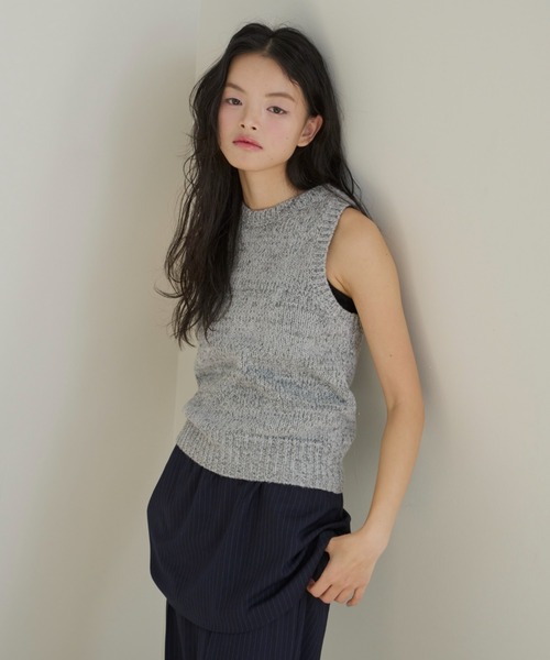 haek(ハク)の「melange american sleeve knit tank top/メランジアメスリニットタンク(タンクトップ・レディース・グレー/ブラウン・FREE)」の14枚目の写真