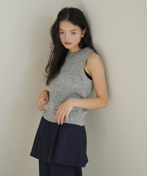haek(ハク)の「melange american sleeve knit tank top/メランジアメスリニットタンク(タンクトップ・レディース・グレー/ブラウン・FREE)」の15枚目の写真