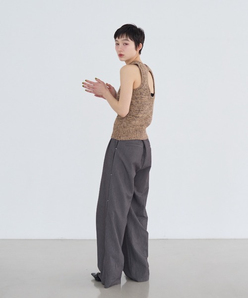 melange american sleeve knit tank top/メランジアメスリニット