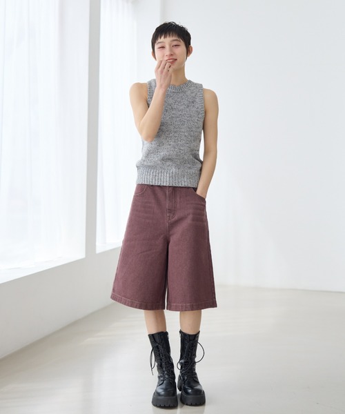 melange american sleeve knit tank top/メランジアメスリニット