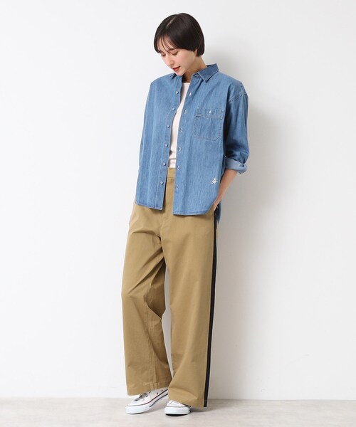 【洗える】サイドライン入りワイドパンツ（S～L）
