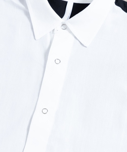 Magine（マージン）の「【SELECT】IR:BI PATTRN BIG SHIRTS S/S/バイパターン ストライプ ビッグシャツ ショートスリーブ（シャツ/ブラウス・メンズ・ホワイト/ブラック/ストライプ/ブラック×ホワイト・M/L/XL）」の7枚目の写真