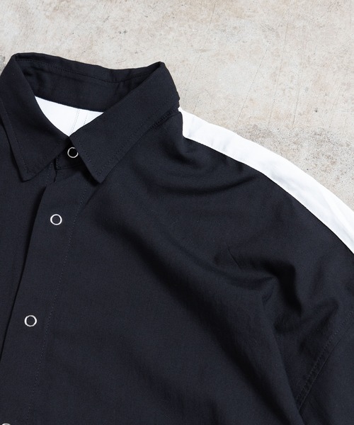 Magine（マージン）の「【SELECT】IR:BI PATTRN BIG SHIRTS S/S/バイパターン ストライプ ビッグシャツ ショートスリーブ（シャツ/ブラウス・メンズ・ホワイト/ブラック/ストライプ/ブラック×ホワイト・M/L/XL）」の8枚目の写真