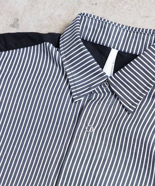 Magine（マージン）の「【SELECT】IR:BI PATTRN BIG SHIRTS S/S/バイパターン ストライプ ビッグシャツ ショートスリーブ（シャツ/ブラウス・メンズ・ホワイト/ブラック/ストライプ/ブラック×ホワイト・M/L/XL）」の14枚目の写真