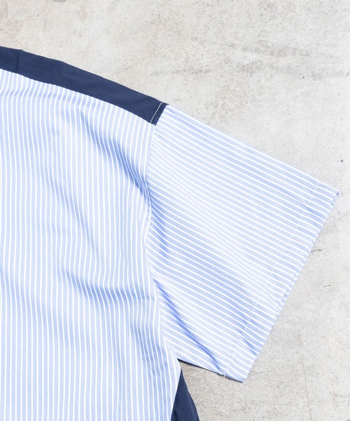 Magine（マージン）の「【SELECT】IR:BI PATTRN BIG SHIRTS S/S/バイパターン ストライプ ビッグシャツ ショートスリーブ（シャツ/ブラウス・メンズ・ホワイト/ブラック/ストライプ/ブラック×ホワイト・M/L/XL）」の15枚目の写真