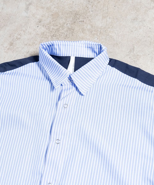 Magine（マージン）の「【SELECT】IR:BI PATTRN BIG SHIRTS S/S/バイパターン ストライプ ビッグシャツ ショートスリーブ（シャツ/ブラウス・メンズ・ホワイト/ブラック/ストライプ/ブラック×ホワイト・M/L/XL）」の17枚目の写真