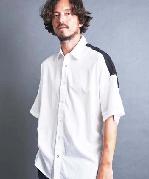 Magine（マージン）の「【SELECT】IR:BI PATTRN BIG SHIRTS S/S/バイパターン ストライプ ビッグシャツ ショートスリーブ（シャツ/ブラウス・メンズ・ホワイト/ブラック/ストライプ/ブラック×ホワイト・M/L/XL）」の19枚目の写真