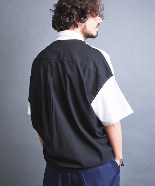 Magine（マージン）の「【SELECT】IR:BI PATTRN BIG SHIRTS S/S/バイパターン ストライプ ビッグシャツ ショートスリーブ（シャツ/ブラウス・メンズ・ホワイト/ブラック/ストライプ/ブラック×ホワイト・M/L/XL）」の22枚目の写真