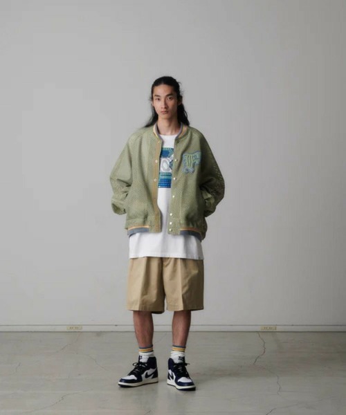 FACETASM（ファセッタズム）の「【FACETASM / ファセッタズム】MESH STADIUM JACKET / カーキ [NAT-JK-M08]（スタジャン・メンズ・カーキ・4）」の7枚目の写真