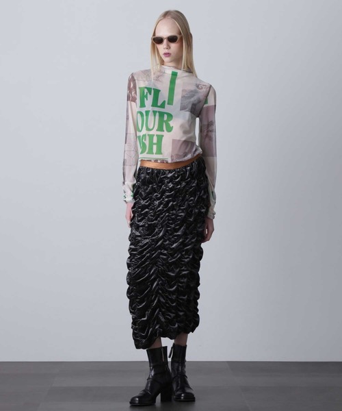 ROSE BUD(ローズバッド)の「シャーリングベロアスカート(スカート・レディース・グレー/カーキ・ONE SIZE)」の3枚目の写真