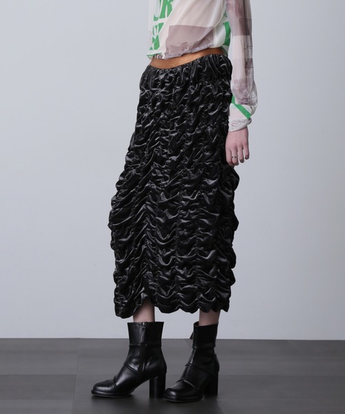 ROSE BUD(ローズバッド)の「シャーリングベロアスカート(スカート・レディース・グレー/カーキ・ONE SIZE)」の7枚目の写真