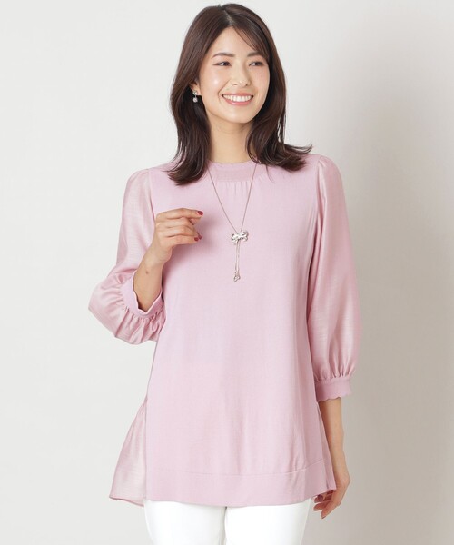 TO BE CHIC(トゥー ビー シック)の「レーヨンナイロン ニットコンビチュニック(ニット/セーター・レディース・ブラック/ピンク系その他2・42/40)」の1枚目の写真