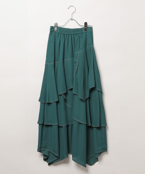 ✅いっし ページ✅Malbon プリーツスカート グリーン M✨ セール】ステッチプリーツフリルスカート（スカート）｜PAGEBOY