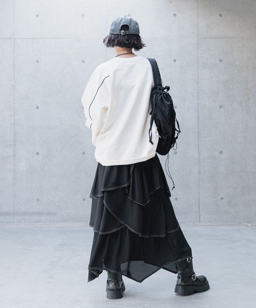 PAGEBOY（ページボーイ）の「ステッチプリーツフリルスカート（スカート・レディース・ブラック/グリーン系その他/ライトグレー・FREE）」の6枚目の写真