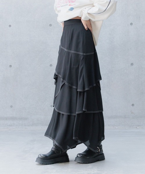 PAGEBOY（ページボーイ）の「ステッチプリーツフリルスカート（スカート・レディース・ブラック/グリーン系その他/ライトグレー・FREE）」の9枚目の写真