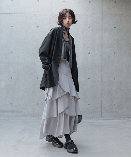 PAGEBOY（ページボーイ）の「ステッチプリーツフリルスカート（スカート・レディース・ブラック/グリーン系その他/ライトグレー・FREE）」の10枚目の写真