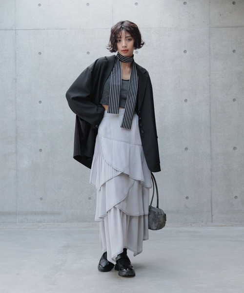 PAGEBOY（ページボーイ）の「ステッチプリーツフリルスカート（スカート・レディース・ブラック/グリーン系その他/ライトグレー・FREE）」の11枚目の写真