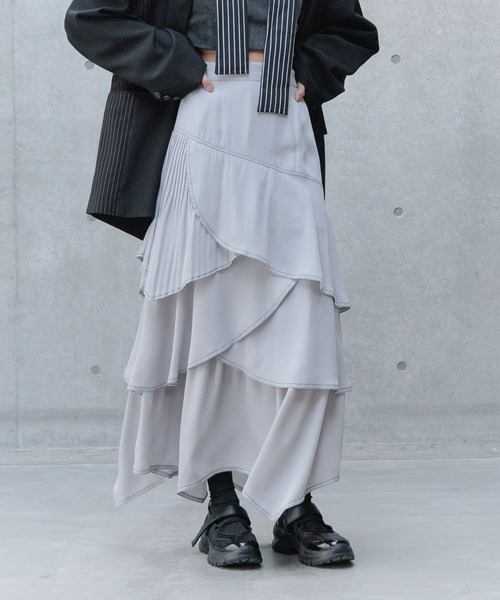 PAGEBOY（ページボーイ）の「ステッチプリーツフリルスカート（スカート・レディース・ブラック/グリーン系その他/ライトグレー・FREE）」の14枚目の写真