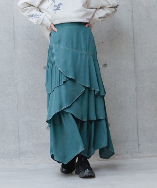 PAGEBOY（ページボーイ）の「ステッチプリーツフリルスカート（スカート・レディース・ブラック/グリーン系その他/ライトグレー・FREE）」の20枚目の写真