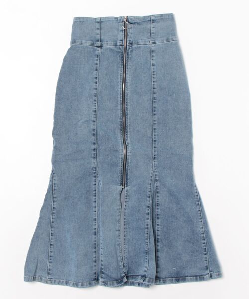 スカート MEET THE LADY denim21 3size 】深スリットダメージデニムロングマーメイドスカート
