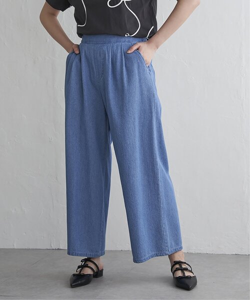 VENCEEXCHANGE（ヴァンスエクスチェンジ）の「6.5OZデニム2タックワイドパンツ（デニムパンツ・レディース・オフホワイト/ライトブルー/ブルー/ネイビー・FREE）」の3枚目の写真