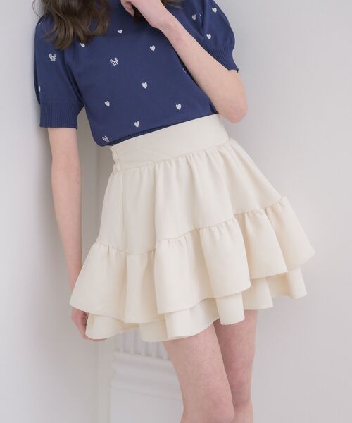 ems excite（エムズエキサイト）の「【新色追加】ハイウエスト切替ミニSK（スカート・レディース・ブラック/ブラック系その他2/ベージュ/ナチュラル・FREE）」の4枚目の写真