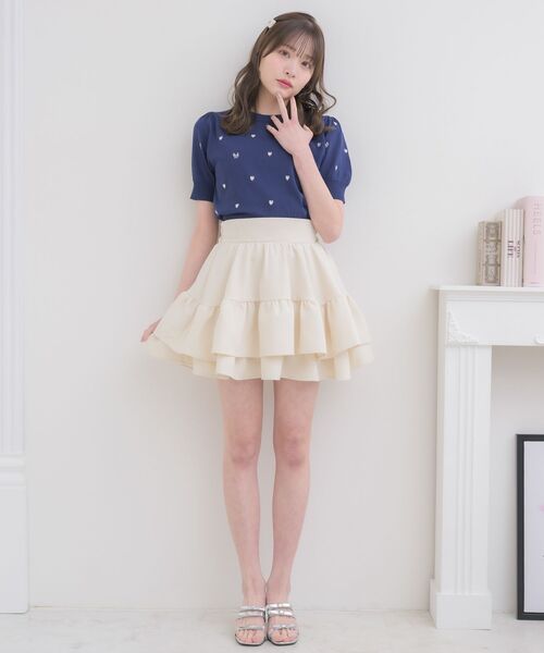 ems excite（エムズエキサイト）の「【新色追加】ハイウエスト切替ミニSK（スカート・レディース・ブラック/ブラック系その他2/ベージュ/ナチュラル・FREE）」の5枚目の写真