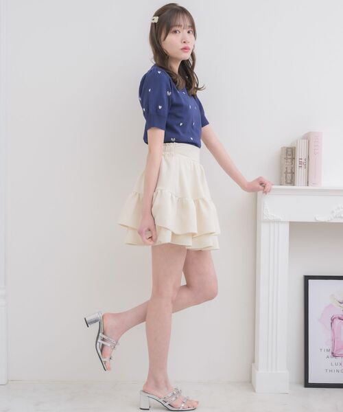 ems excite（エムズエキサイト）の「【新色追加】ハイウエスト切替ミニSK（スカート・レディース・ブラック/ブラック系その他2/ベージュ/ナチュラル・FREE）」の6枚目の写真