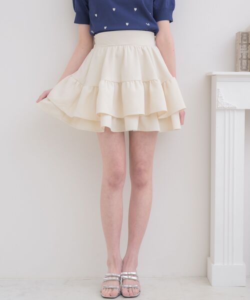 ems excite（エムズエキサイト）の「【新色追加】ハイウエスト切替ミニSK（スカート・レディース・ブラック/ブラック系その他2/ベージュ/ナチュラル・FREE）」の9枚目の写真