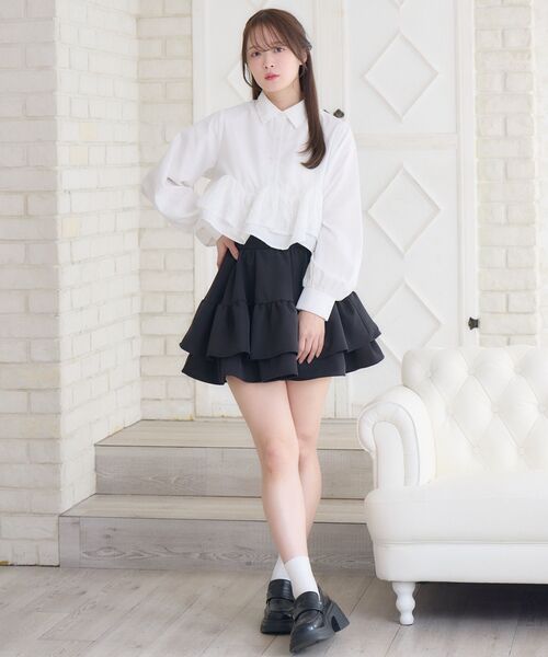 ems excite（エムズエキサイト）の「【新色追加】ハイウエスト切替ミニSK（スカート・レディース・ブラック/ブラック系その他2/ベージュ/ナチュラル・FREE）」の13枚目の写真