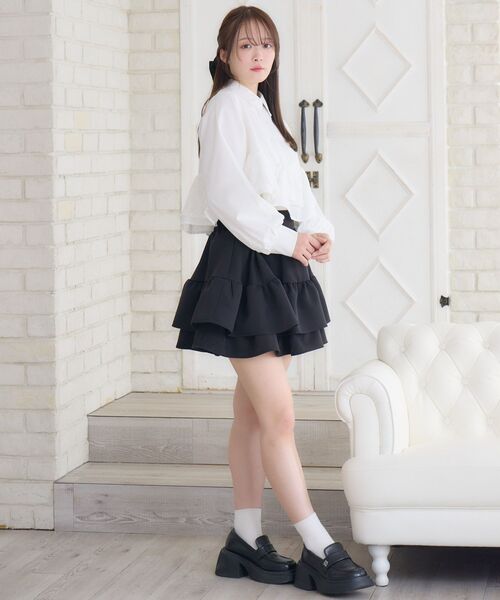 ems excite（エムズエキサイト）の「【新色追加】ハイウエスト切替ミニSK（スカート・レディース・ブラック/ブラック系その他2/ベージュ/ナチュラル・FREE）」の14枚目の写真