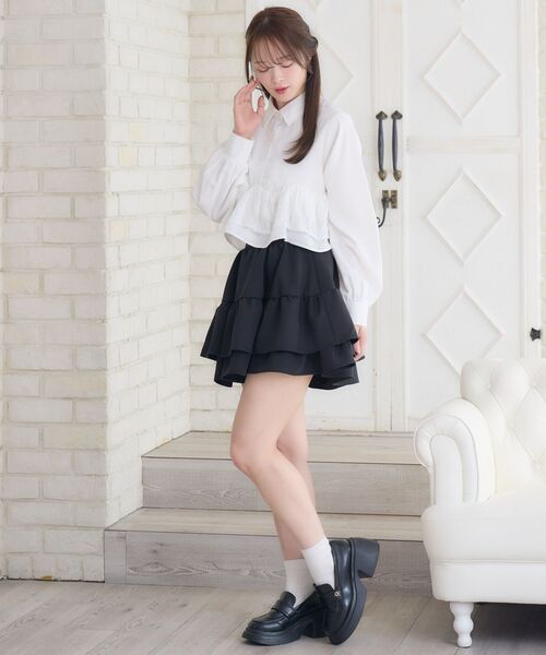 ems excite（エムズエキサイト）の「【新色追加】ハイウエスト切替ミニSK（スカート・レディース・ブラック/ブラック系その他2/ベージュ/ナチュラル・FREE）」の15枚目の写真