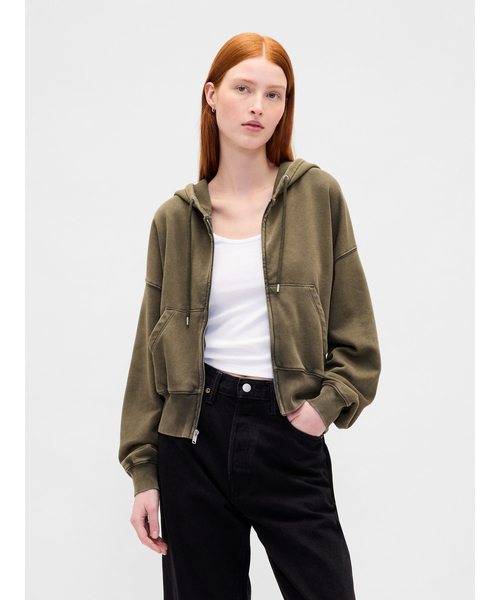 GAP(ギャップ)の「ヴィンテージソフト ジップアップ ウェッジパーカー(パーカー・レディース・ブラック/ネイビー/ブラウン/ピンク系その他/ワイン/レッド/キャメル/ブラウン系その他・XS/S/M/L/XL/XXS)」の5枚目の写真