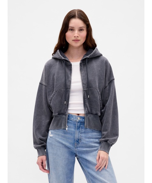 GAP(ギャップ)の「ヴィンテージソフト ジップアップ ウェッジパーカー(パーカー・レディース・ブラック/ネイビー/ブラウン/ピンク系その他/ワイン/レッド/キャメル/ブラウン系その他・XS/S/M/L/XL/XXS)」の4枚目の写真