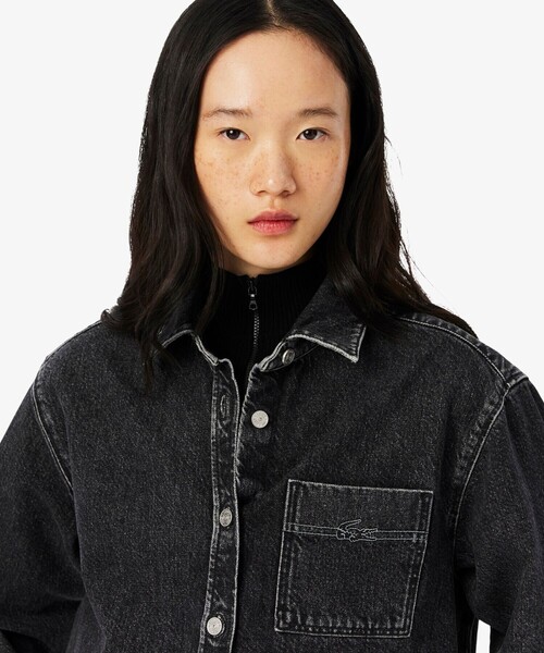 LACOSTE(ラコステ)の「ウィメンズワーク デニムシャツジャケット / カバーオール(デニムジャケット・レディース・ブルー/グリーン/ブラック・38/36/34/40)」の7枚目の写真