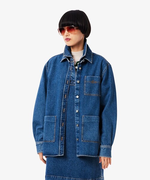 LACOSTE(ラコステ)の「ウィメンズワーク デニムシャツジャケット / カバーオール(デニムジャケット・レディース・ブルー/グリーン/ブラック・38/36/34/40)」の14枚目の写真