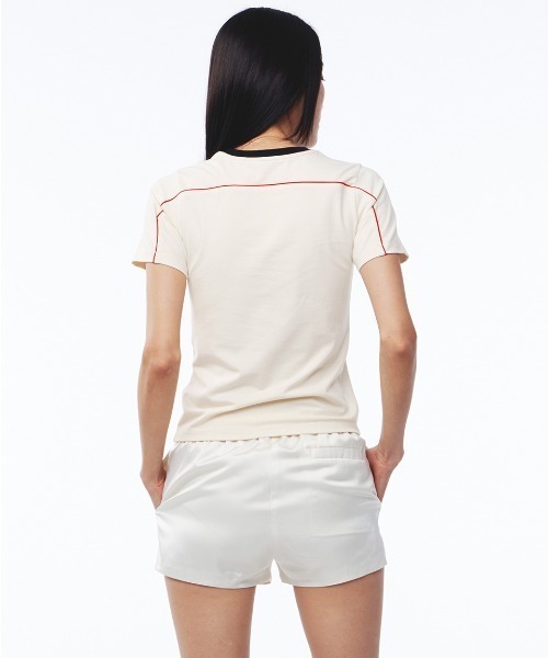 Kijun(キジュン)の「Kijun/キジュン Cycle Half Sleeve Top Tシャツ 夏物 夏服(Tシャツ/カットソー・レディース・チャコール/ライトベージュ・S/M/L)」の12枚目の写真