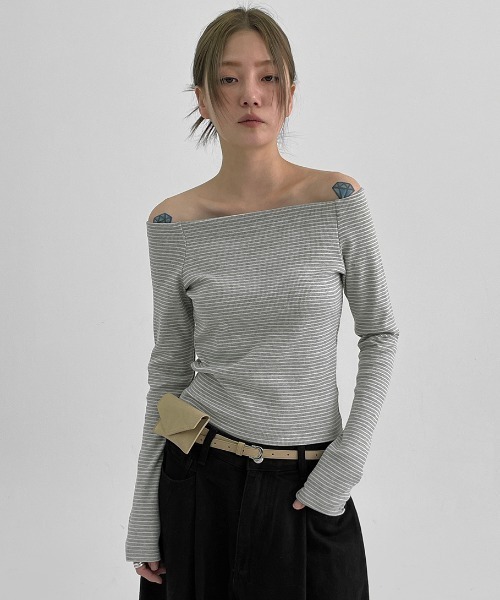 BLACKUP（ブラックアップ）の「[MADE] ユタオフショルダー長袖Tシャツ（Tシャツ/カットソー・レディース・ブラック系/ホワイト系/ブラック/グレー系・FREE）」の6枚目の写真