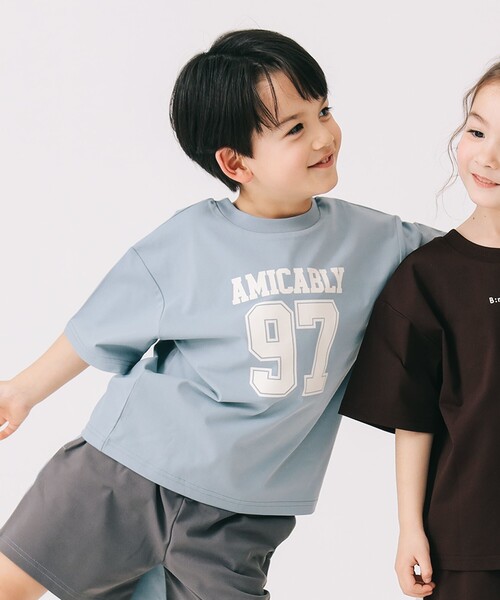 B:MING by BEAMS(ビーミングバイビームス)の「【セットアップ対応】前後 2WAY Tシャツ(100~140cm)(Tシャツ/カットソー・キッズ・ブラウン/サックスブルー・120/130/100/140/110)」の2枚目の写真